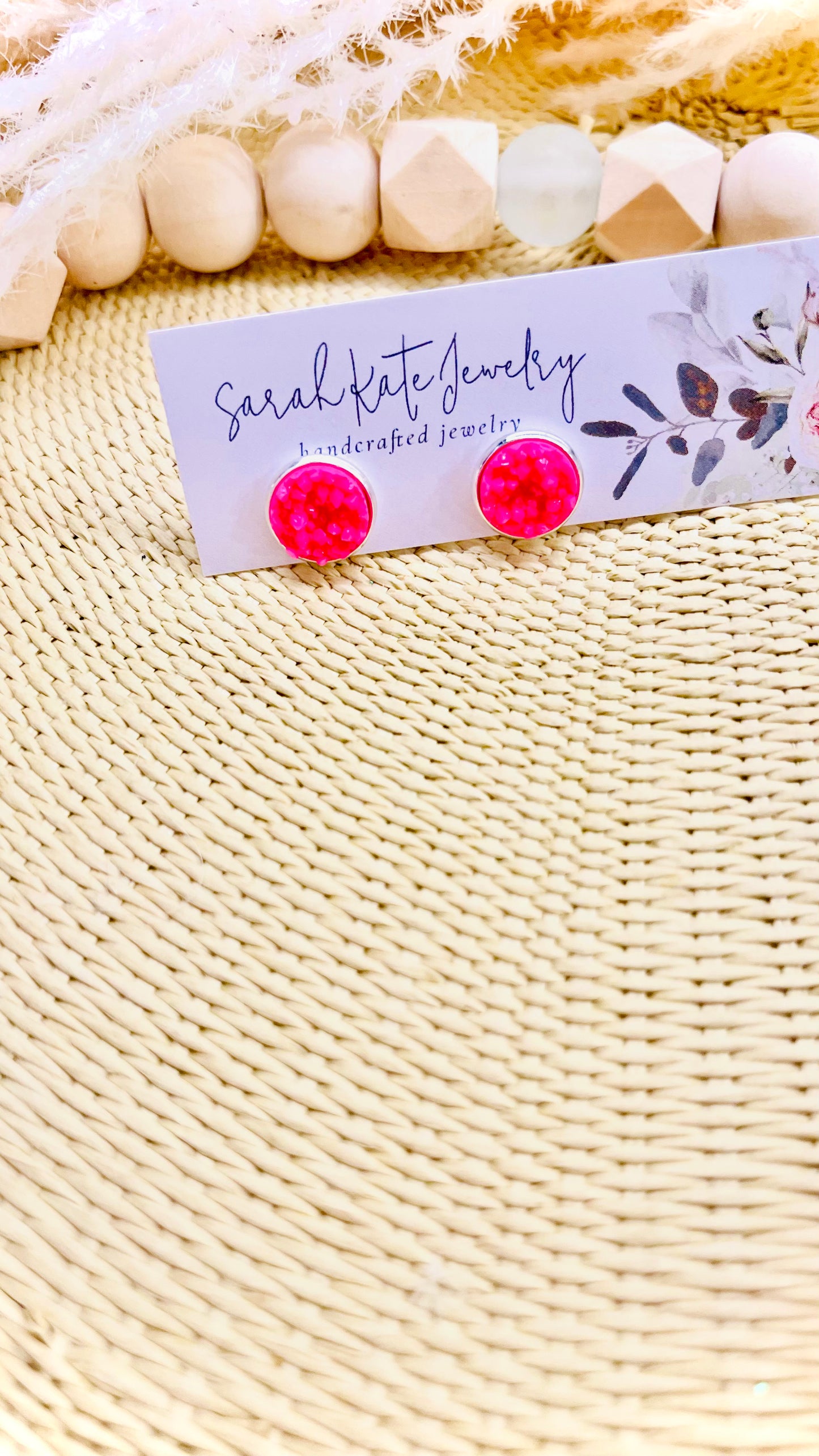 Preorder Hot Pink Druzy Studs