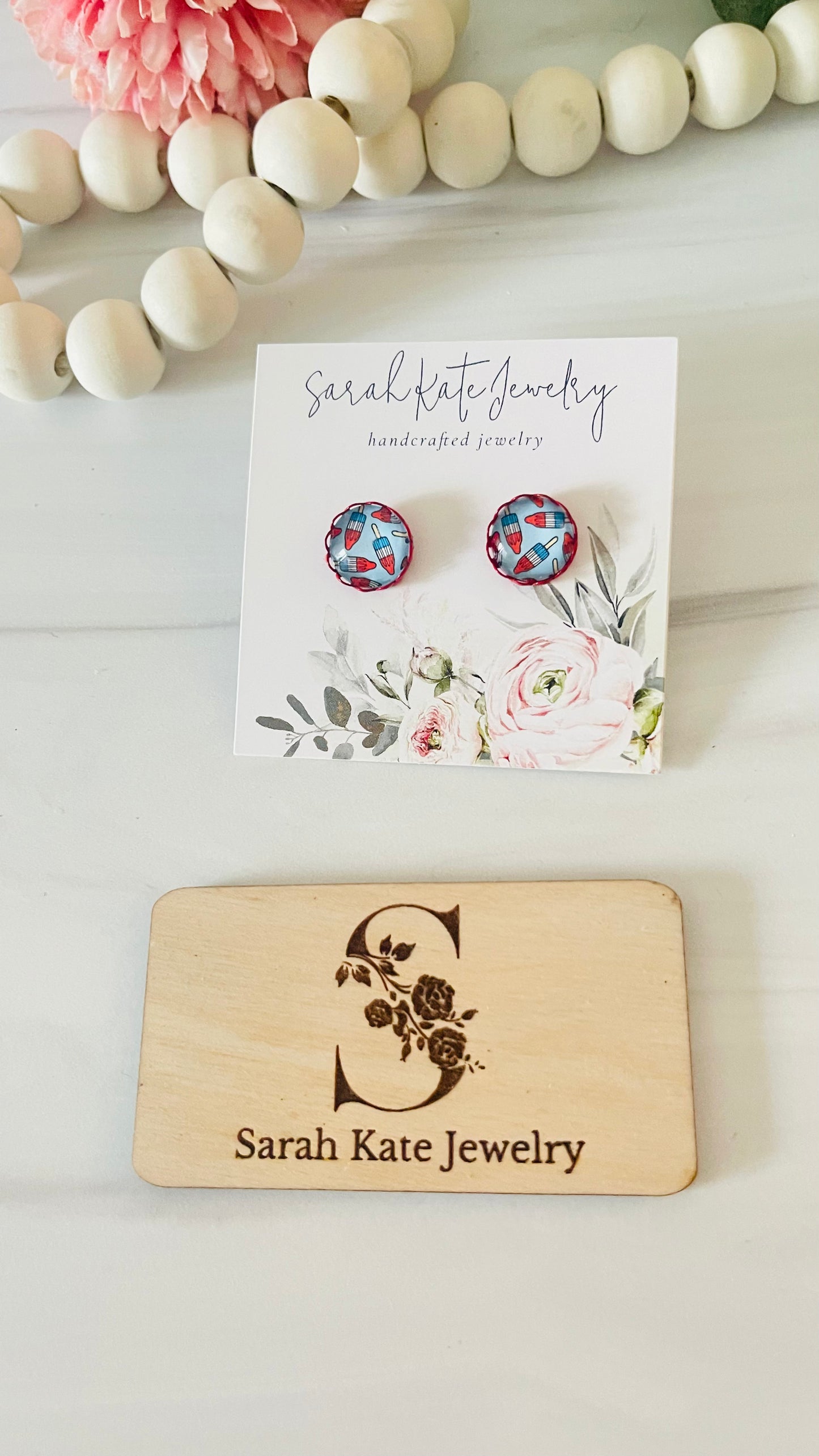 12mm Bomb Pop Red Crown Studs