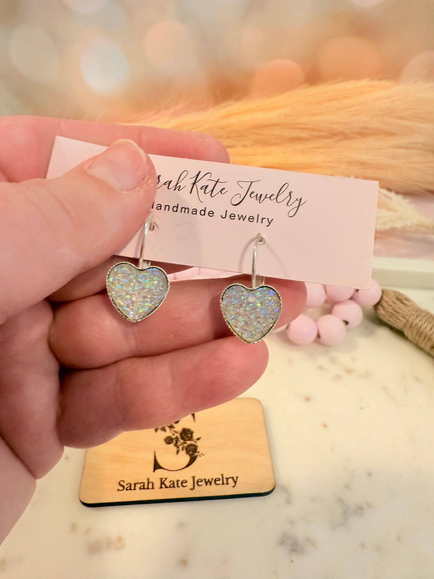 12mm Sparkle Clear Heart Dangles
