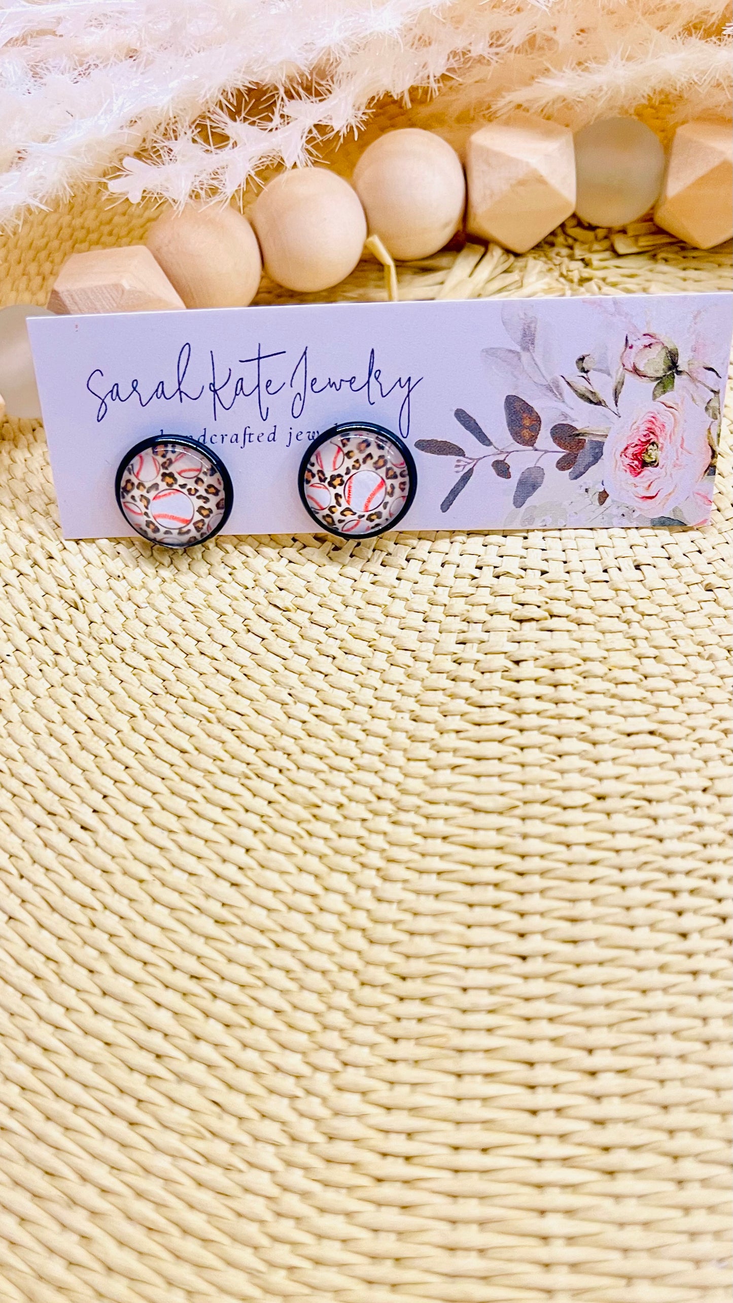 Baseball Leopard Studs