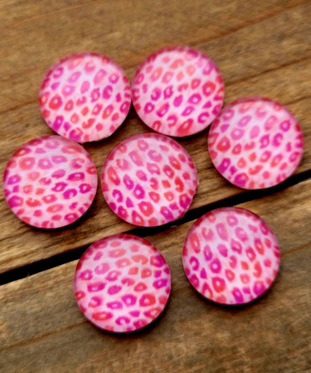 12mm Pink Leopard Studs