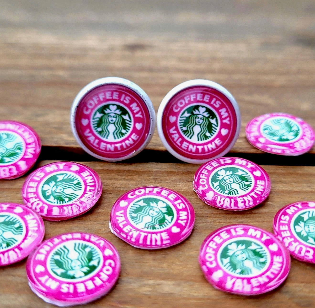 12mm Starbucks Valentines Studs