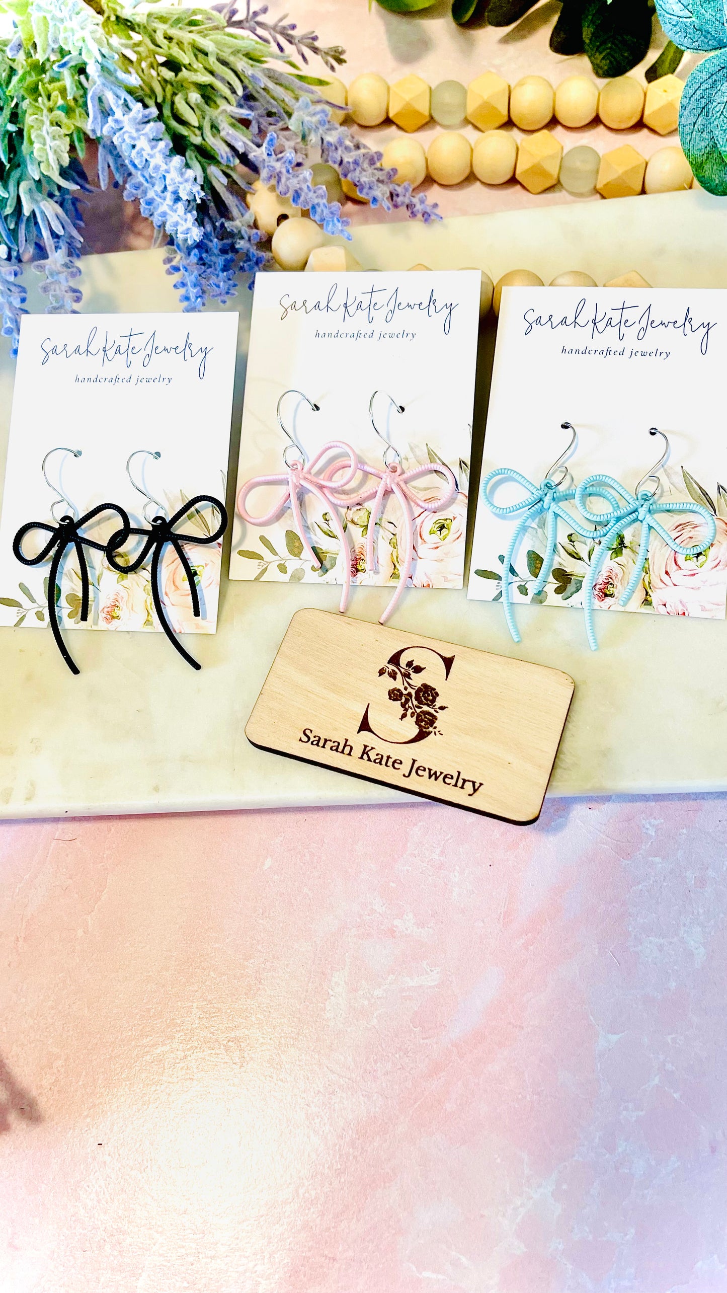 Bow Acrylic Dangle Earrings