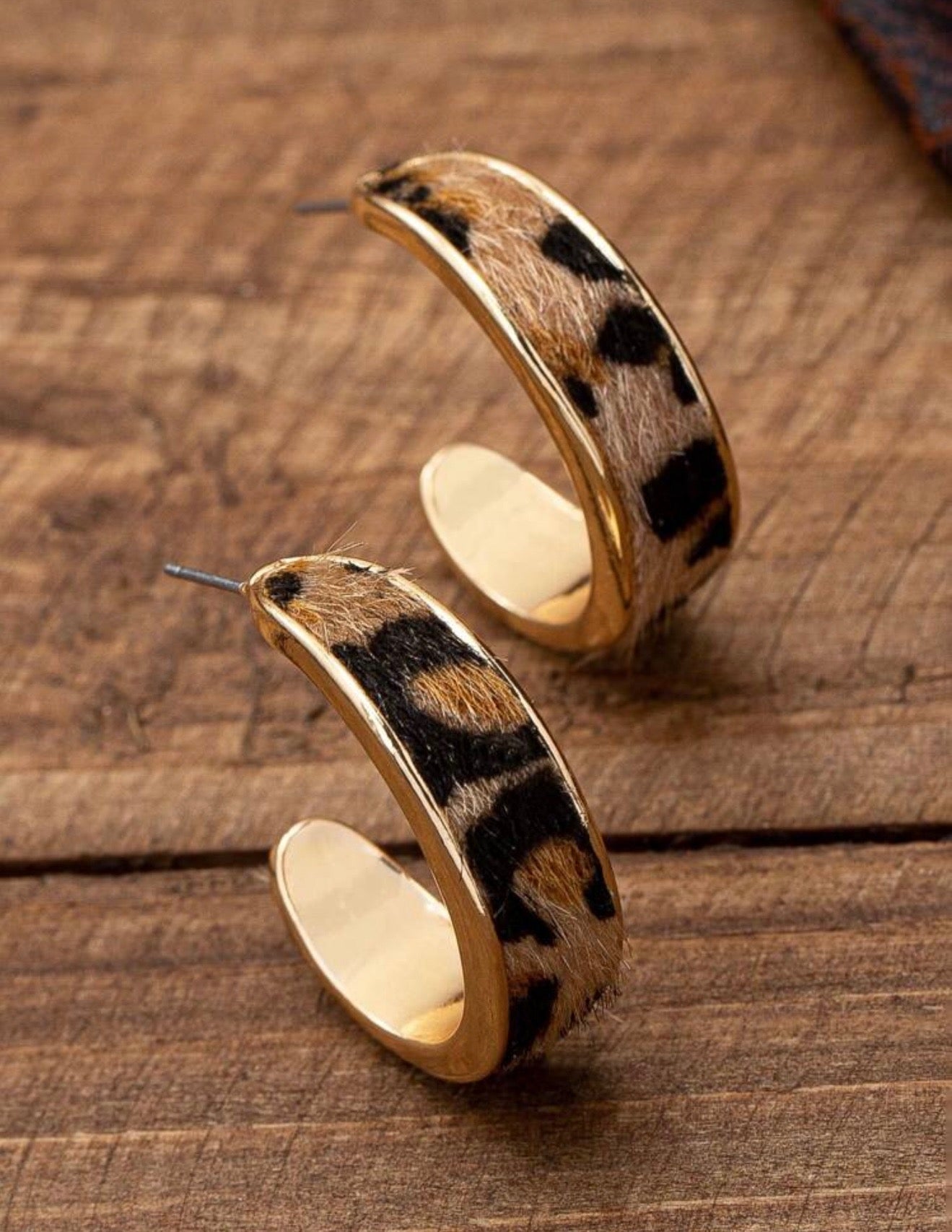 Faux Leather Gold Hoops