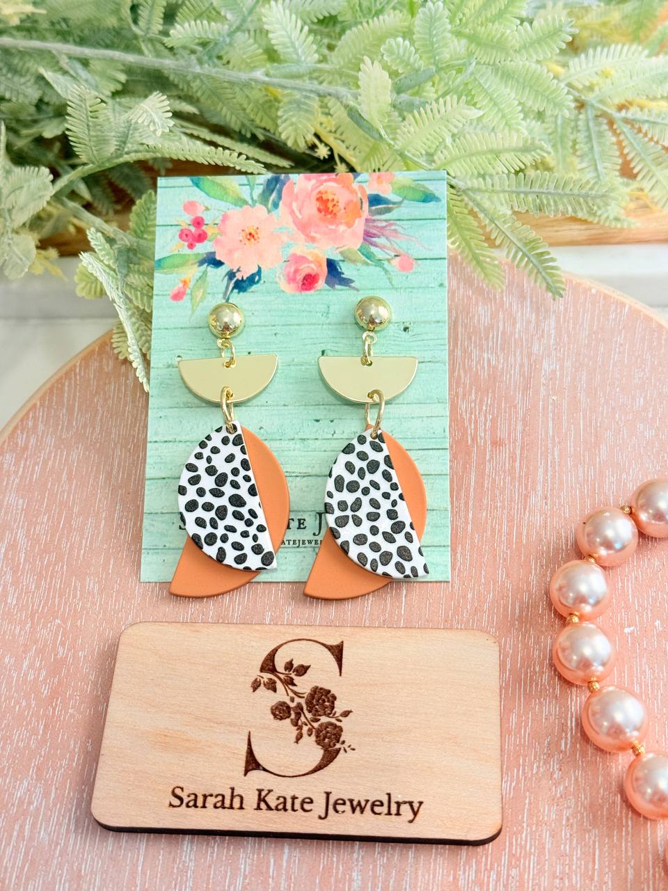 Orange Dalmatian Polymer Clay Earrings