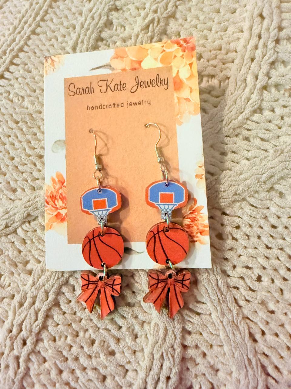 Basketball Hoop Bow Earrings