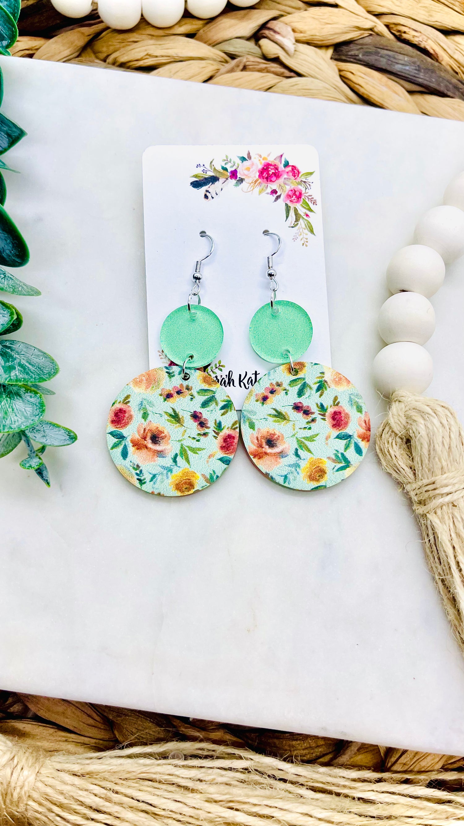 Floral Acrylic Dangle Earrings