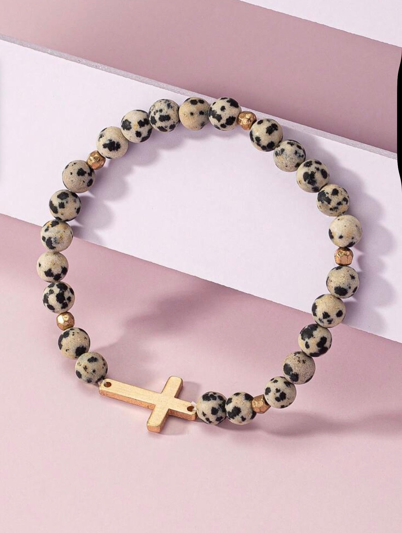 Gold Cross Dalmatian Bracelet