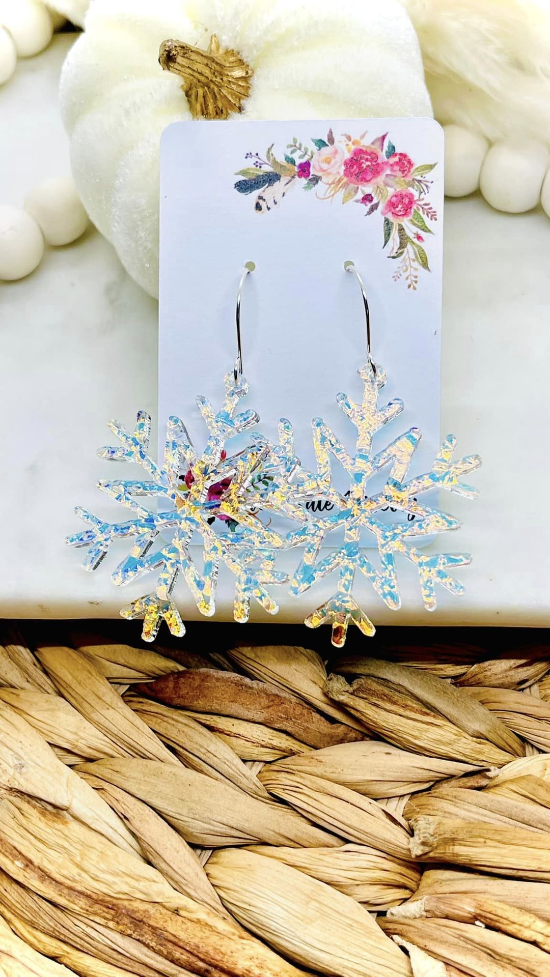 Snowflake Iridescent Acrylic Earrings