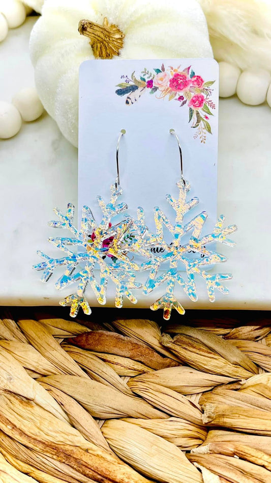 Snowflake Iridescent Acrylic Earrings