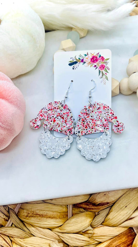 Peppermint Santa Claus Glitter Earrings