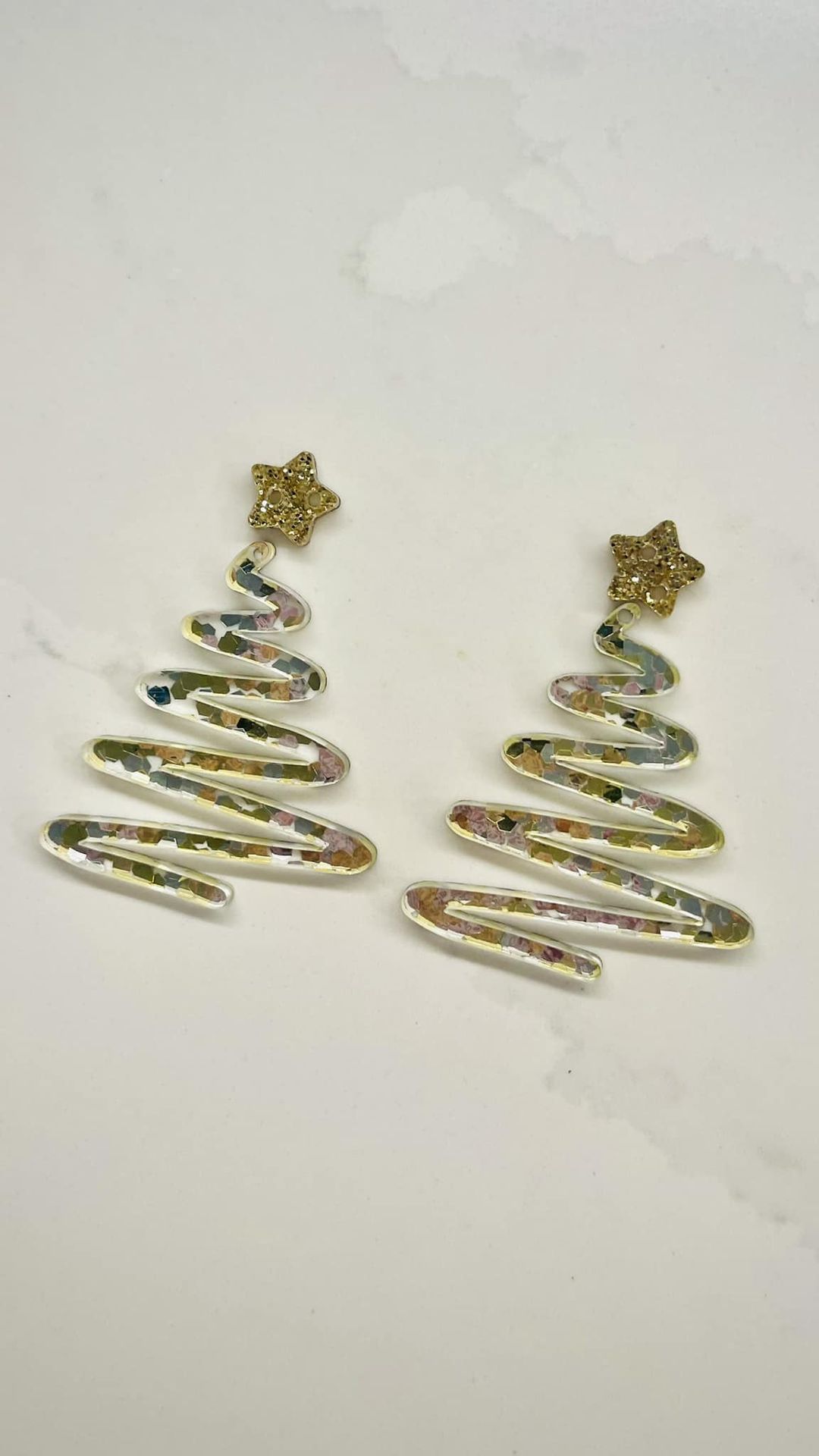 Gold and Silver Glitter Swirl Star Trees