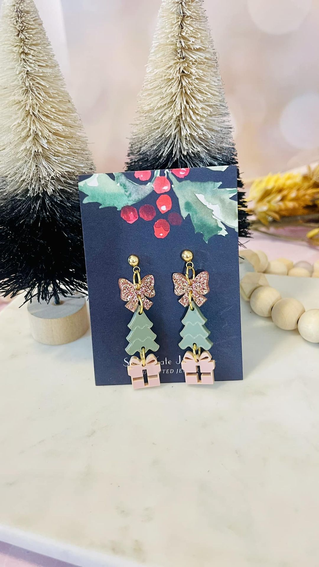 Vintage Rose Gold Tree Earrings