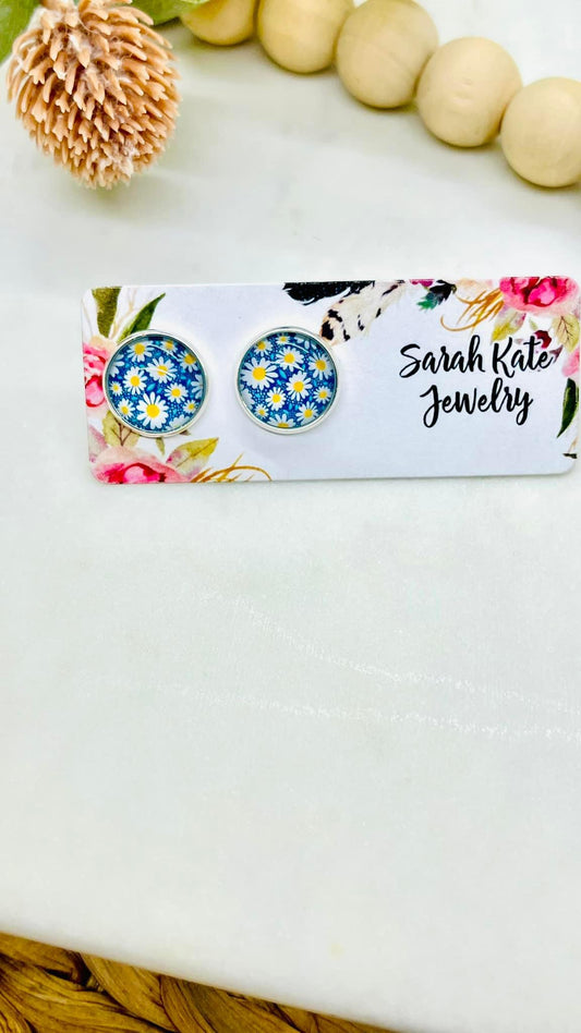 Spring Daisy Blue Studs