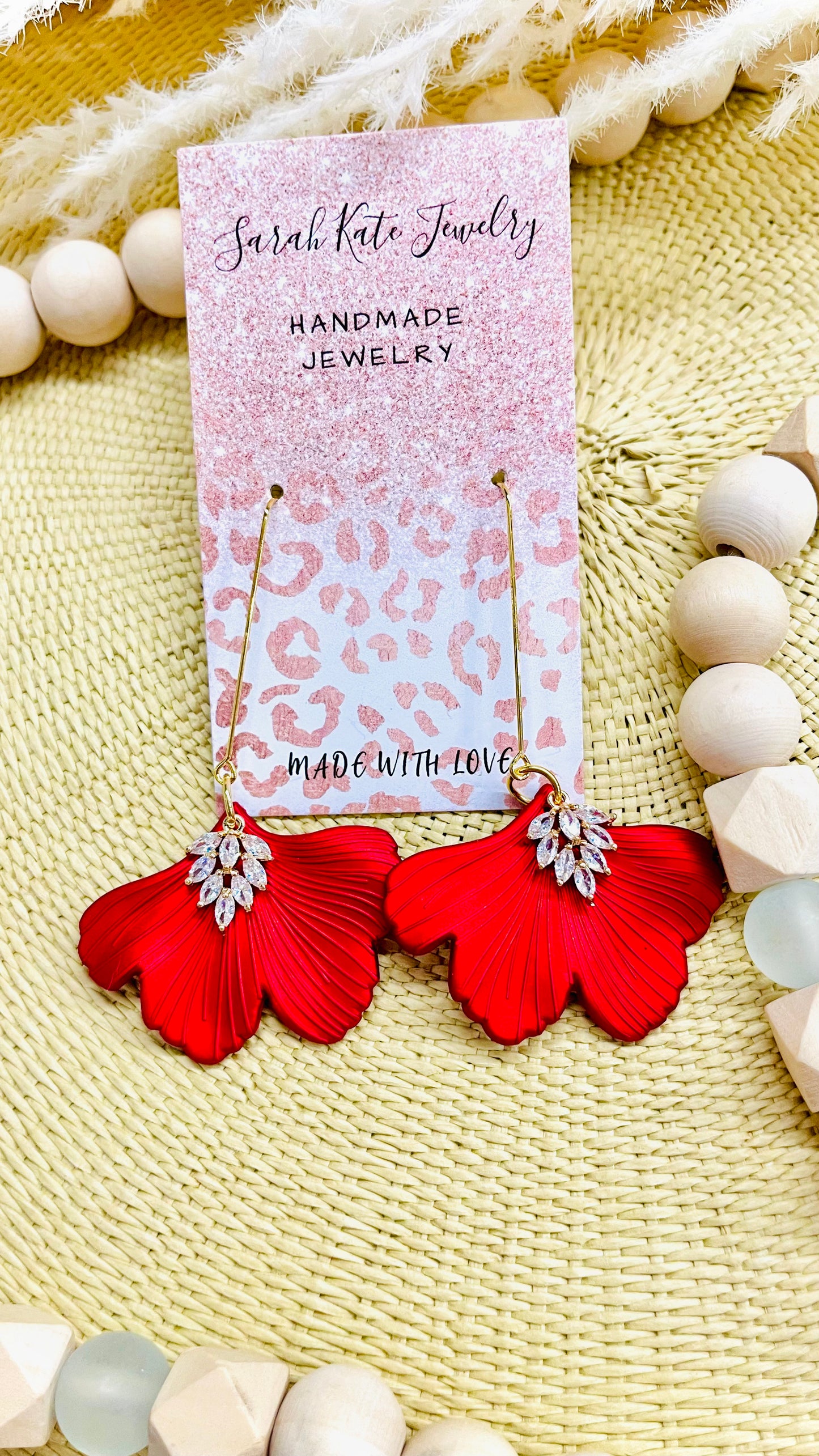 Flower Rhinestone Elongated Earrings