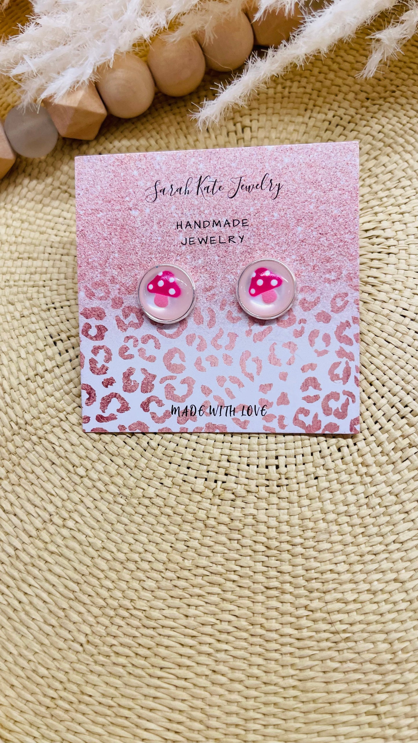 Pink Mushroom Studs