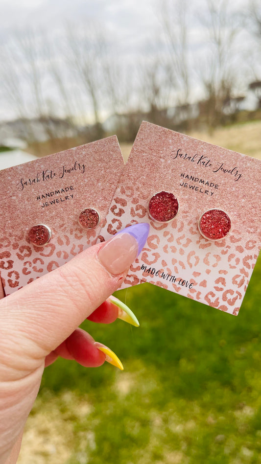 Flamingo Pink Crystal Studs