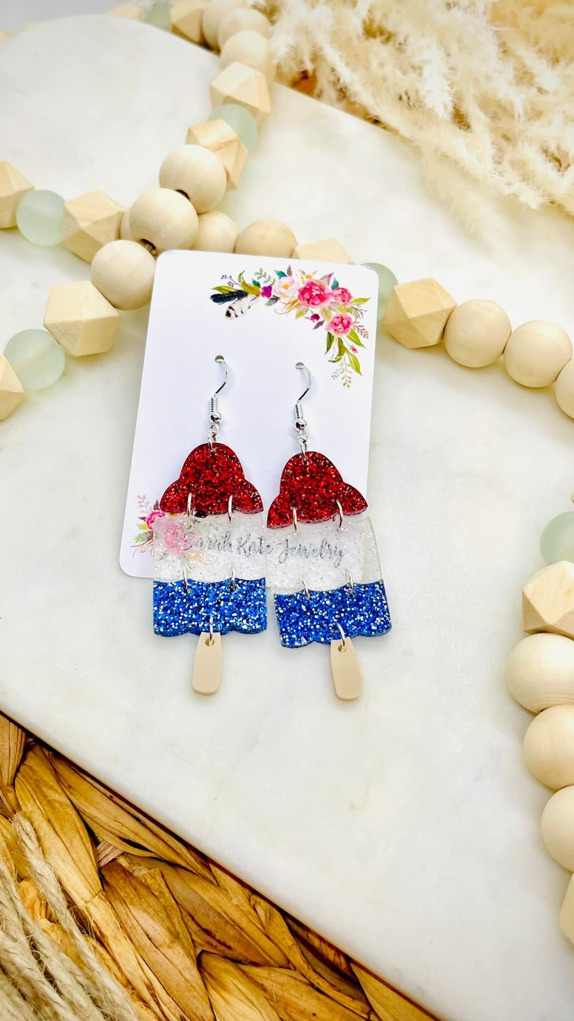 Bomb Pop Popsicle Glitter Acrylic Earrings