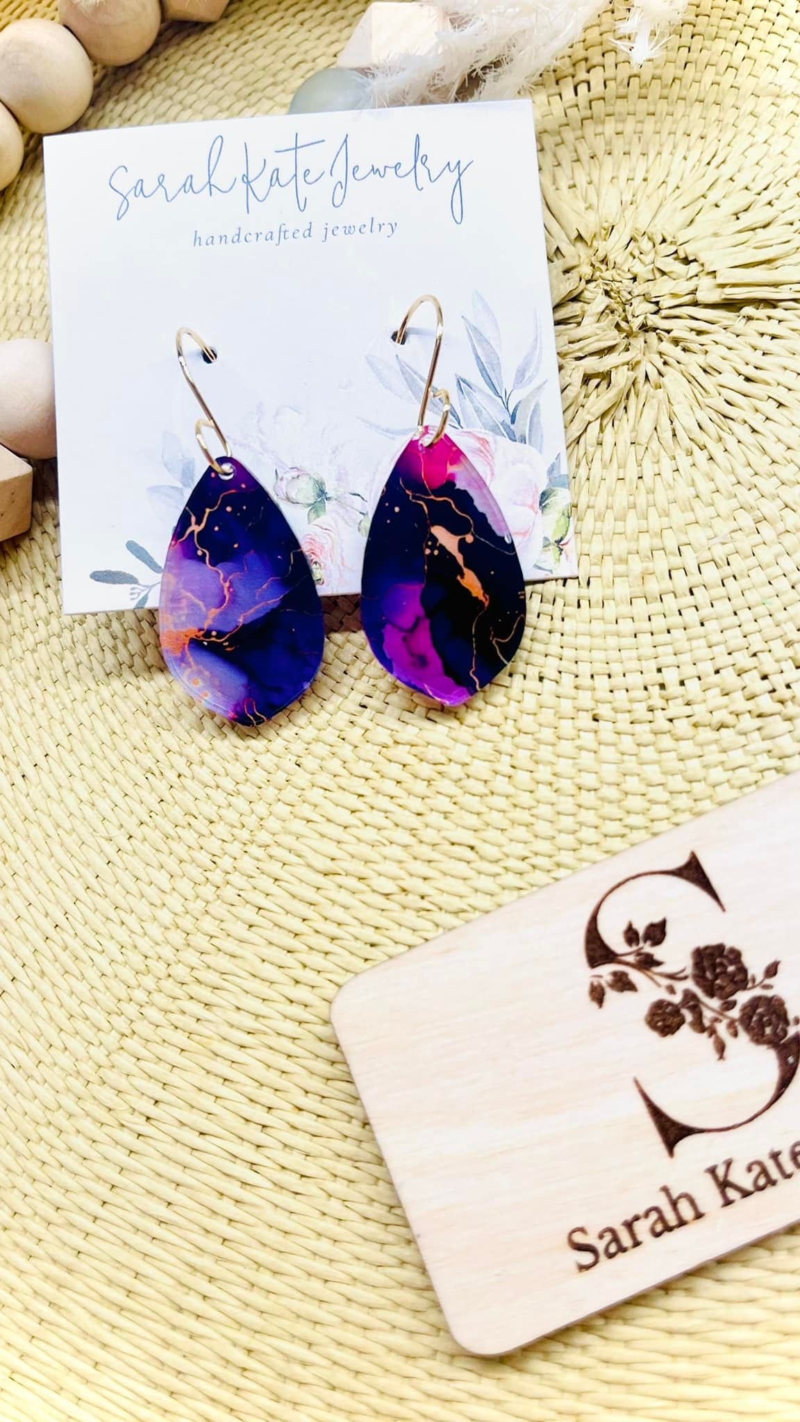 Purple Marble Acrylic Earrings