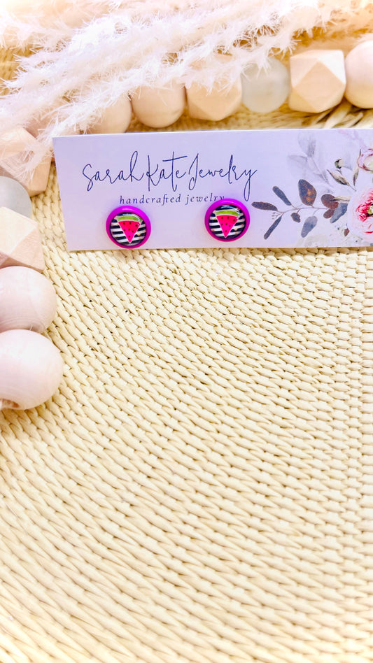 Black Striped Watermelon Studs