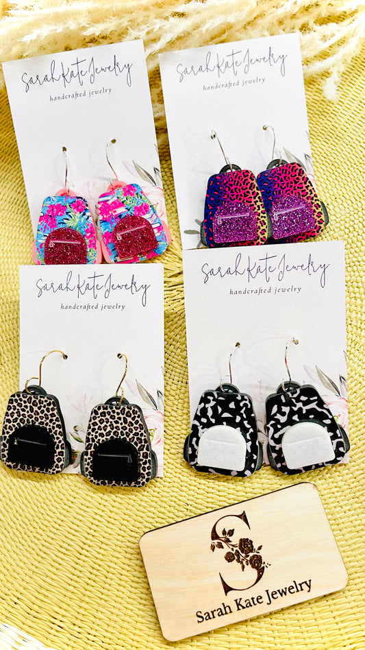 Backpack Acrylic Glitter Earrings