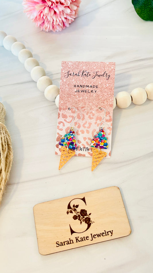 Dainty Ice cream Rainbow Dot Acrylic Earrings