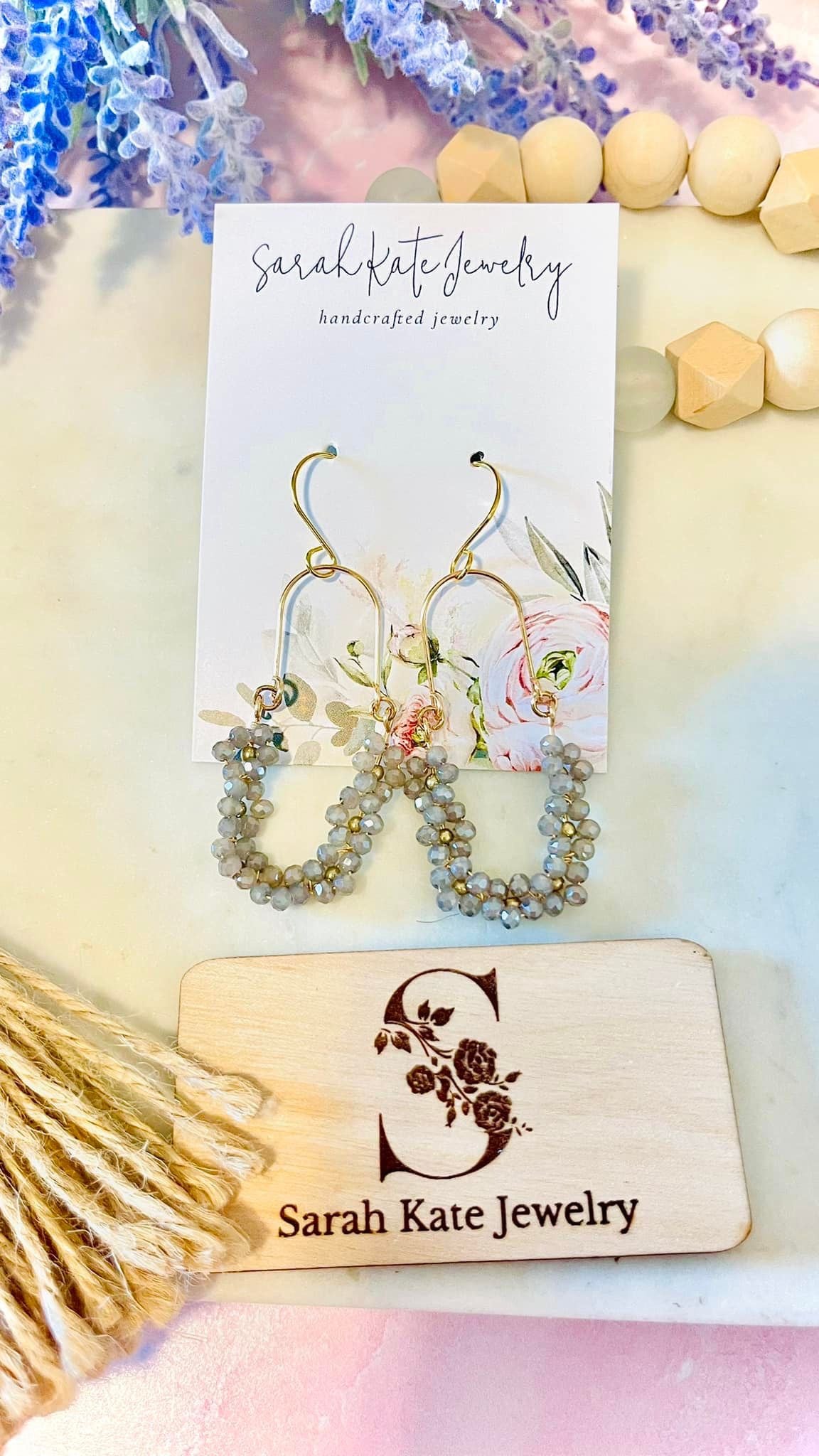 Eloise Beaded Hoop Champagne Sparkle Earrings