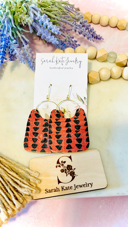 Fall Rust Aztec Ava Leather Earrings