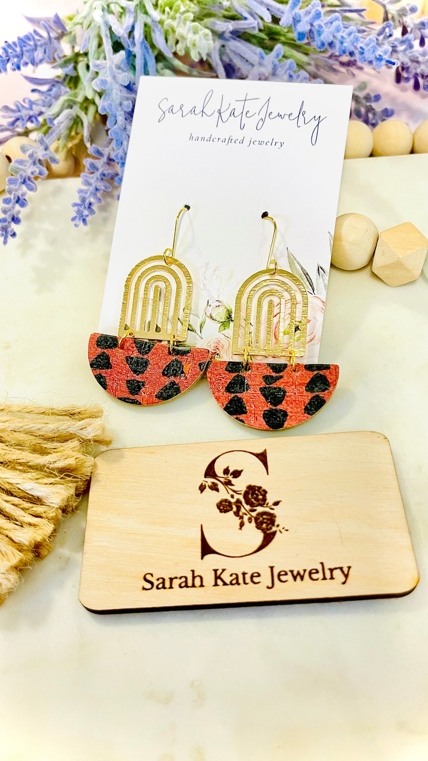 Boho Arch Geometric Aztec Gold Leather Earrings