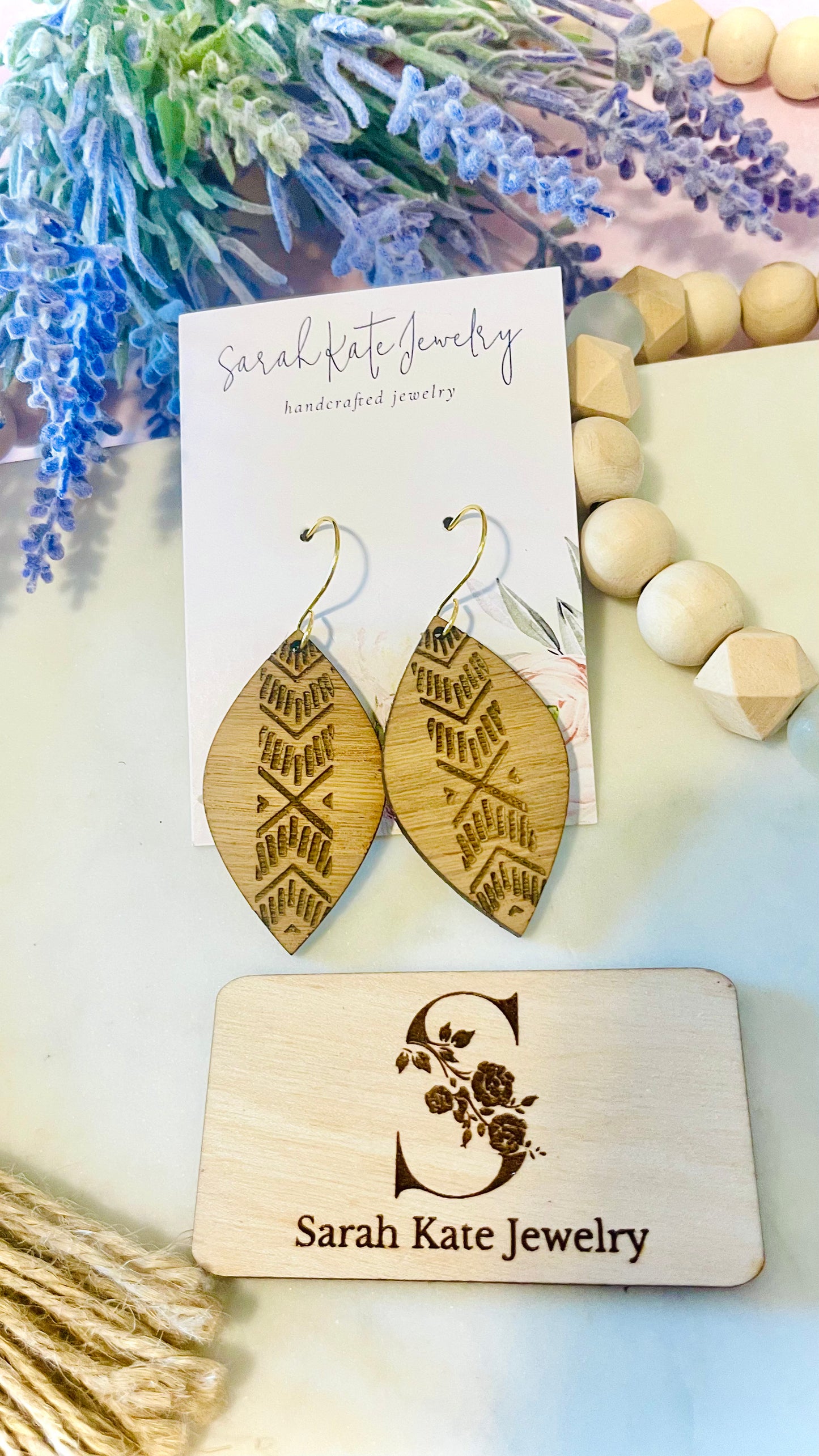 Boho Wood Aztec Earrings