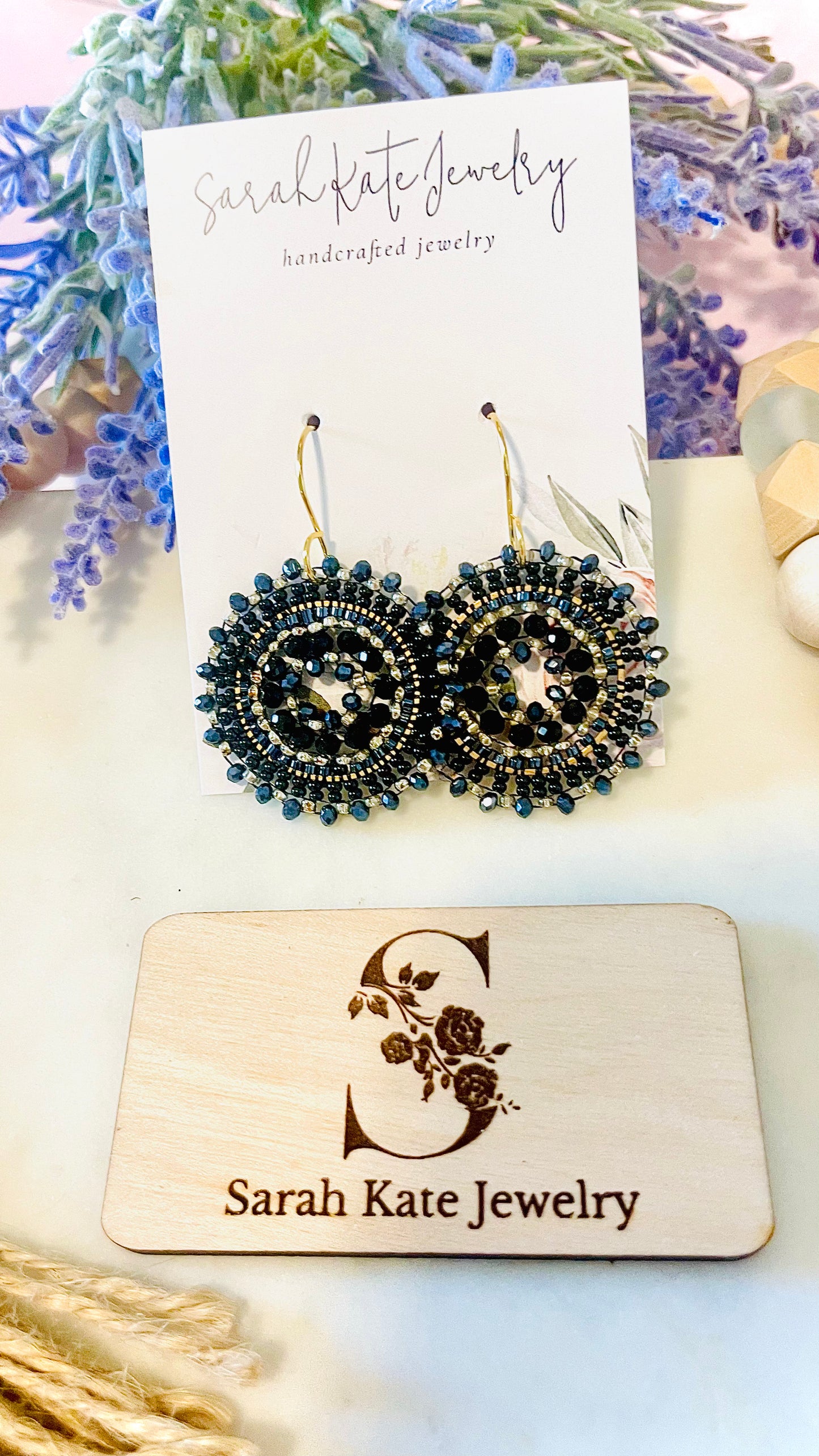 Medallion Circle Beaded Earrings