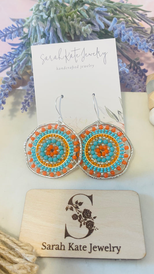 Medallion Circle Beaded Earrings