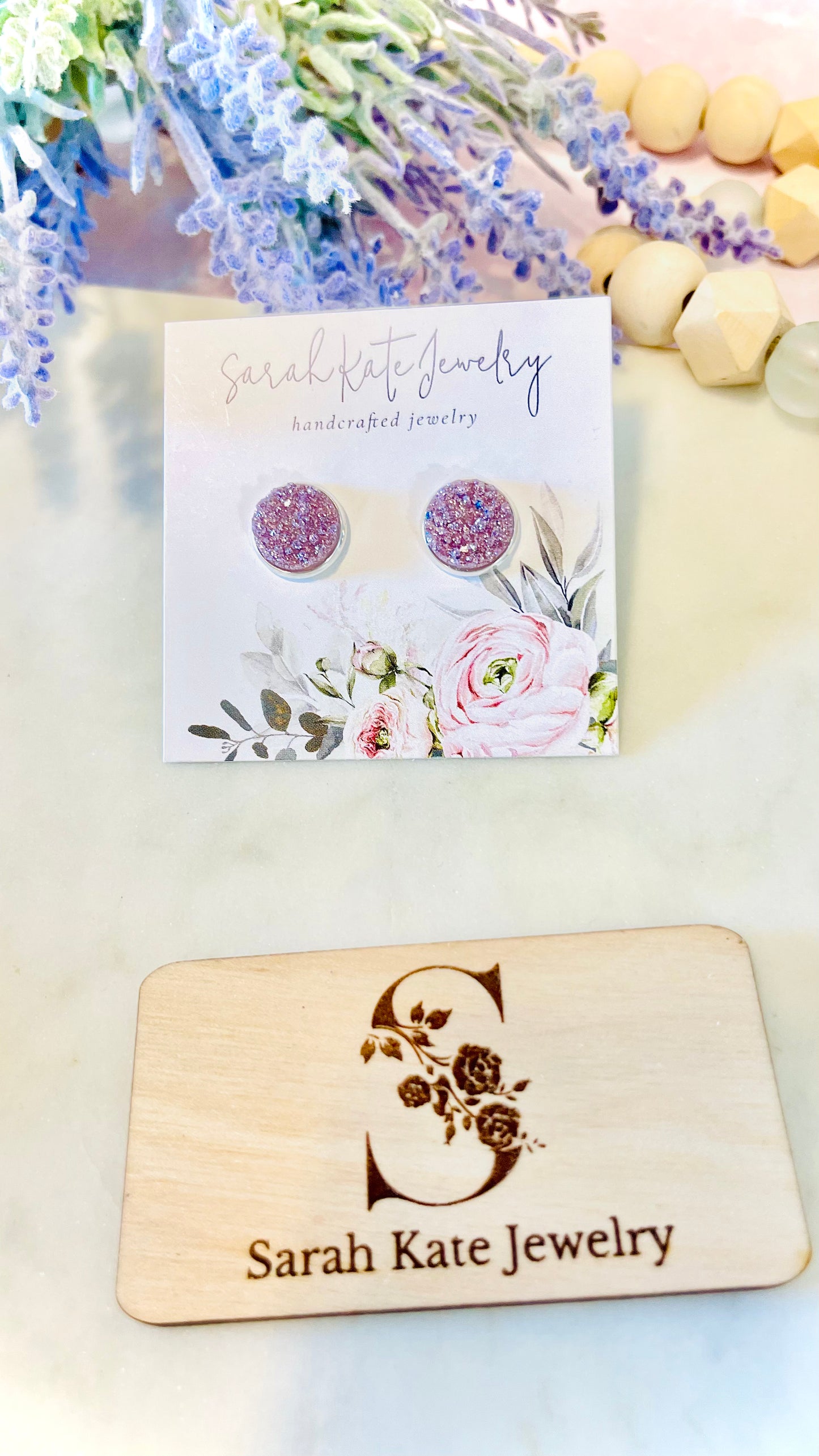 Lilac Glitter Studs