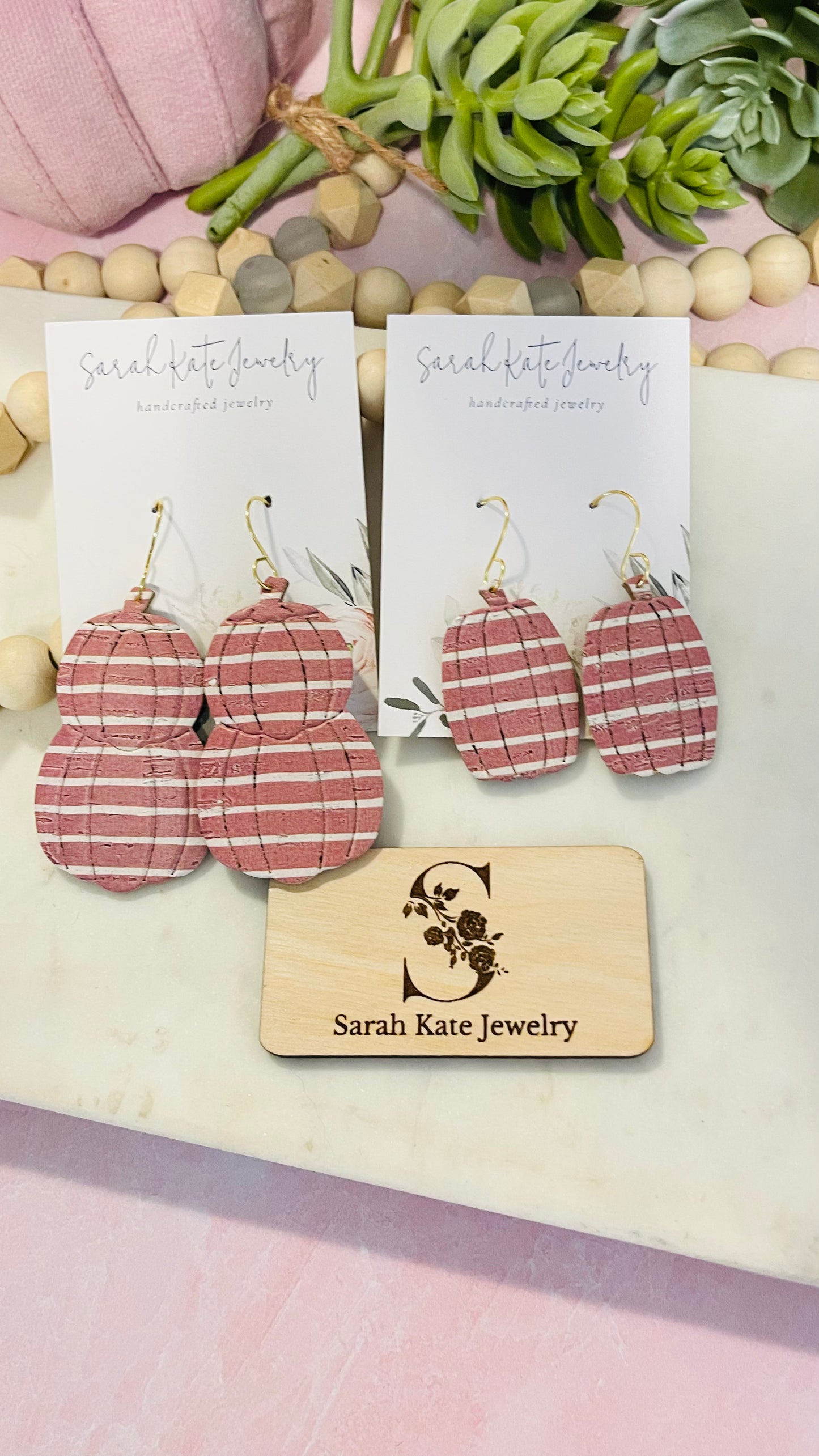 Cinnamon Striped Pumpkin Earrings