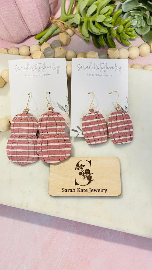 Cinnamon Striped Pumpkin Earrings