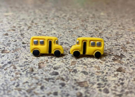 School Bus Polymer Clay Studs