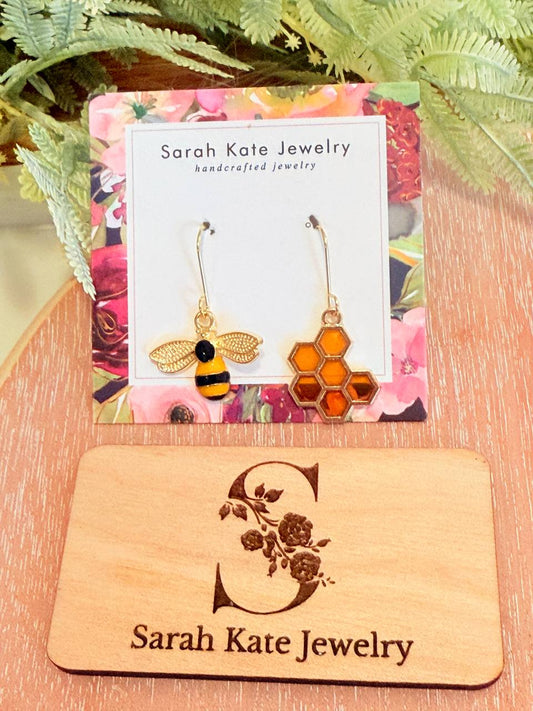 Bee and Honeycomb Earrings