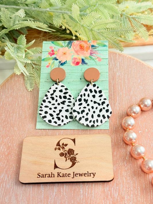 Dalmatian Spotted Tan Stud Clay Earrings