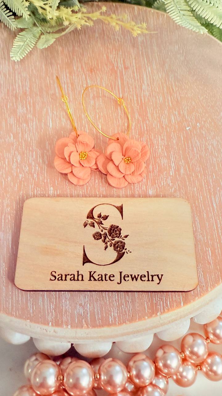 Boho Flower Polymer Clay Hoop Earrings
