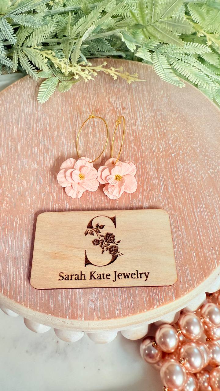 Boho Flower Polymer Clay Hoop Earrings