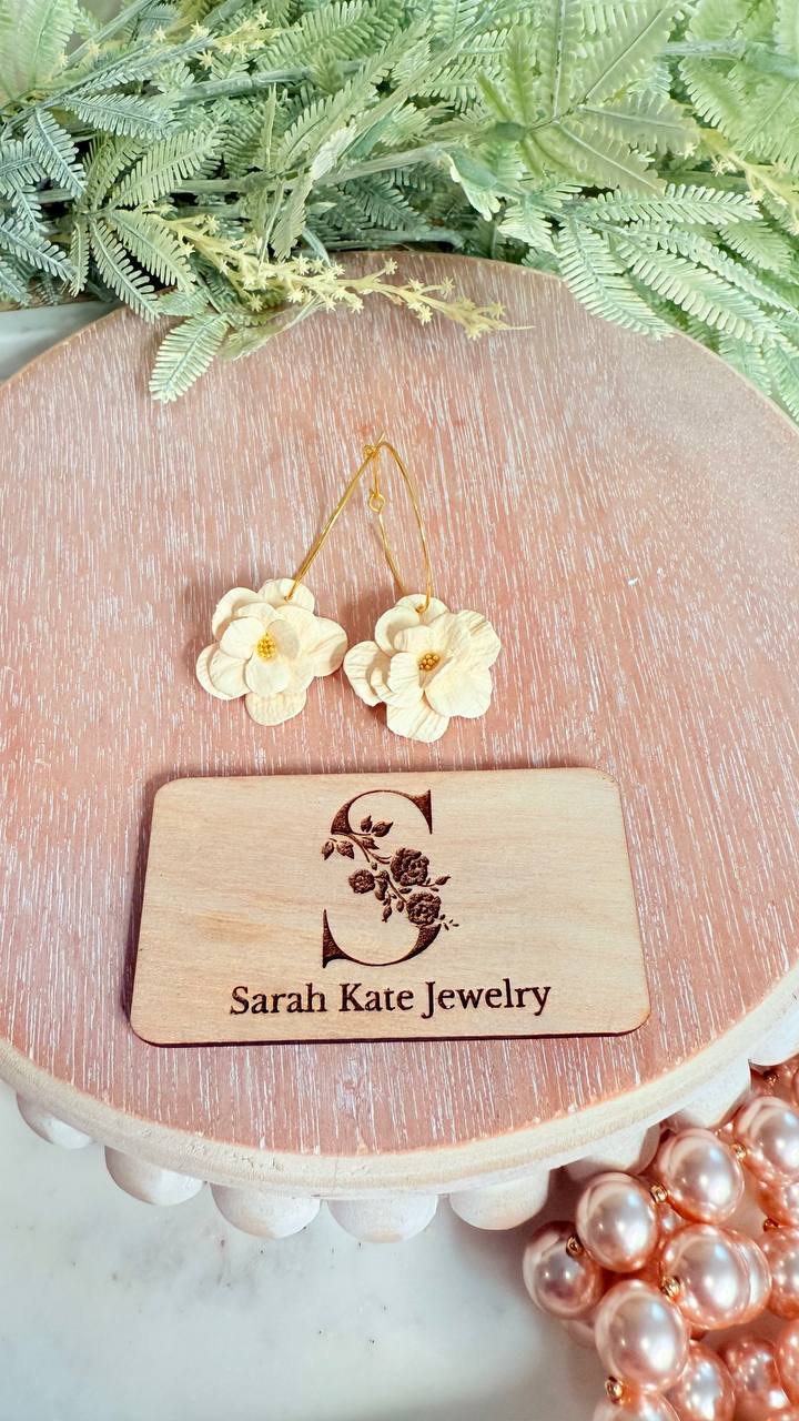 Boho Flower Polymer Clay Hoop Earrings