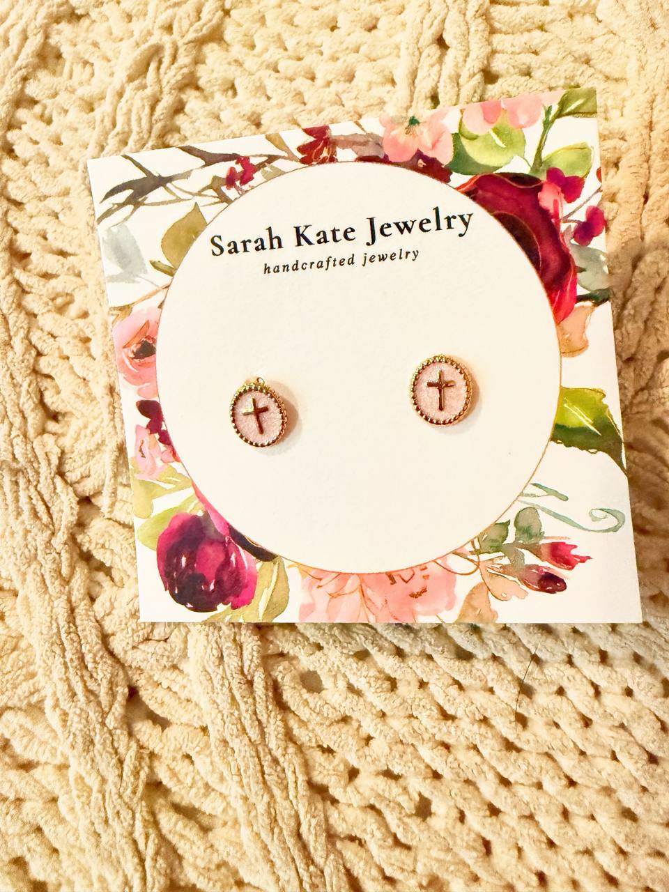 Dainty 8mm Pastel Cross Polymer Clay studs