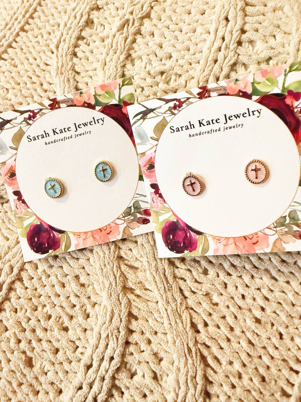 Dainty 8mm Pastel Cross Polymer Clay studs
