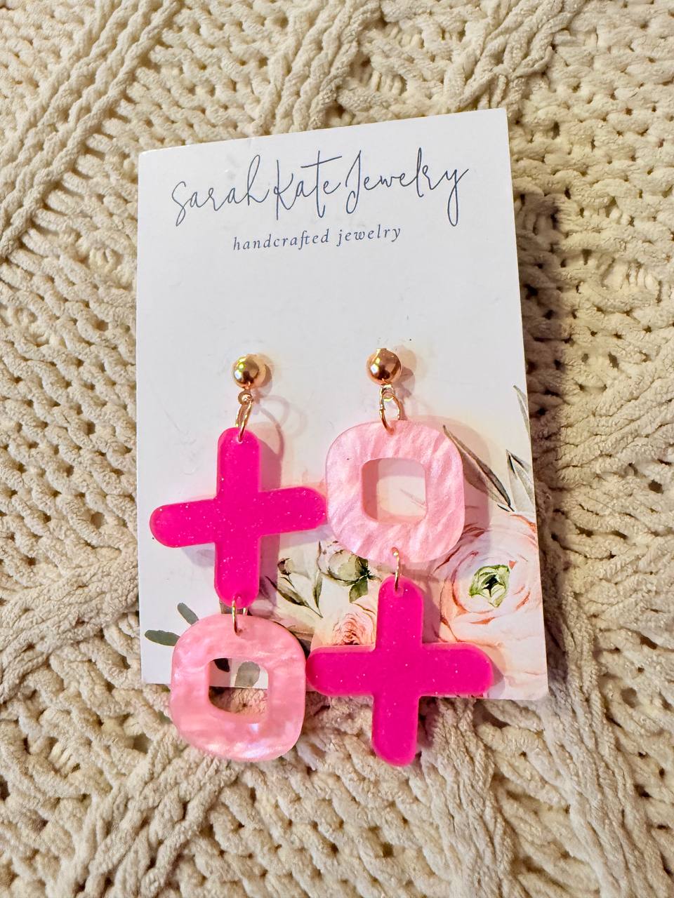 XO Heart Polymer Clay Heart Earringss