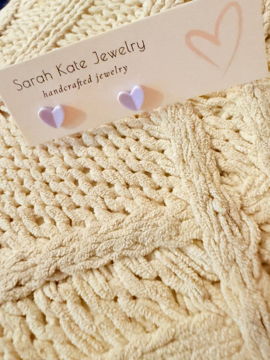 6mm Tiny Acrylic Heart Folded Studs